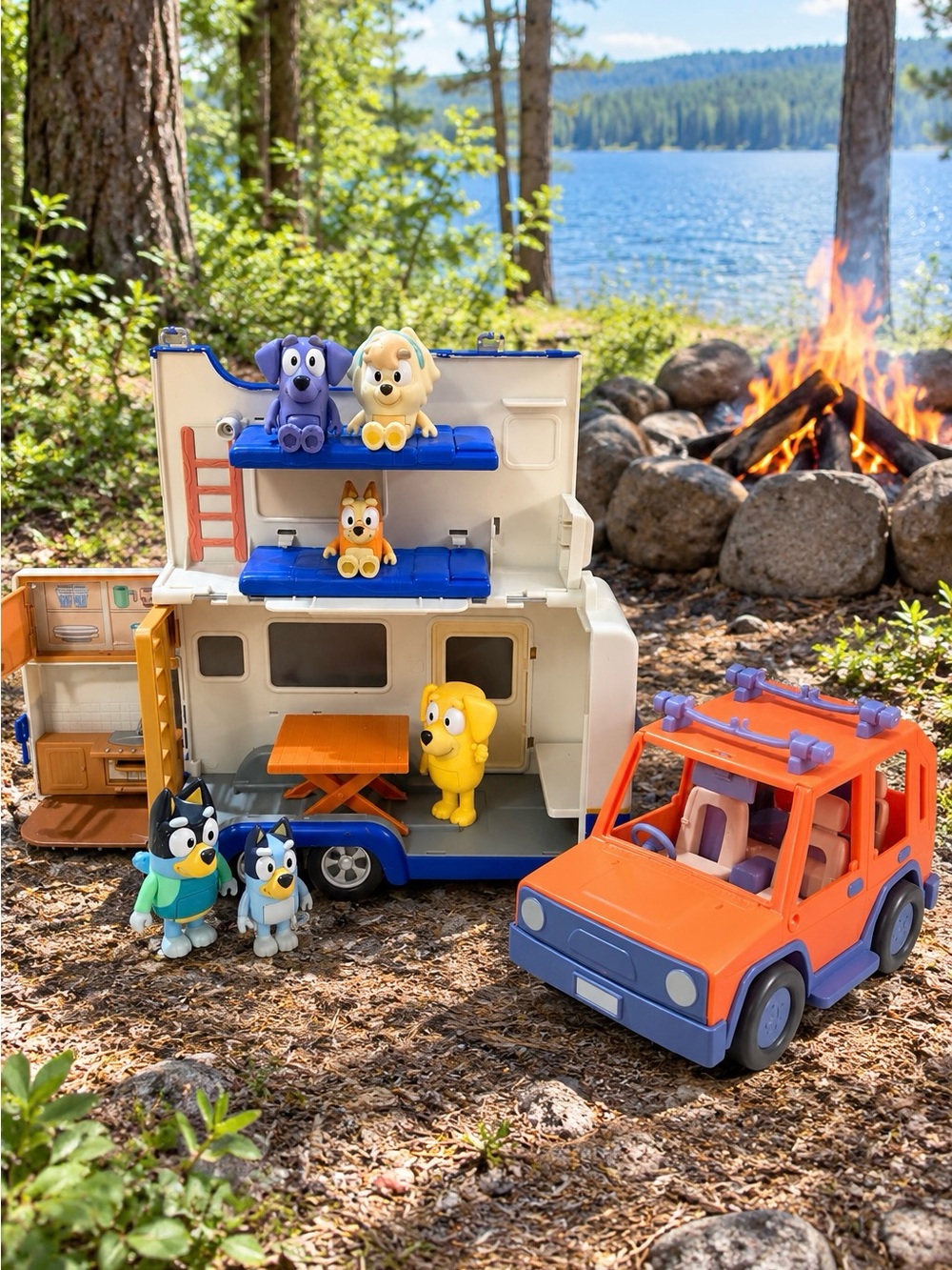 Bluey Ultimate Caravan Adventures Camper Heeler 4WD Car RV Playset Judo Jean Luc
